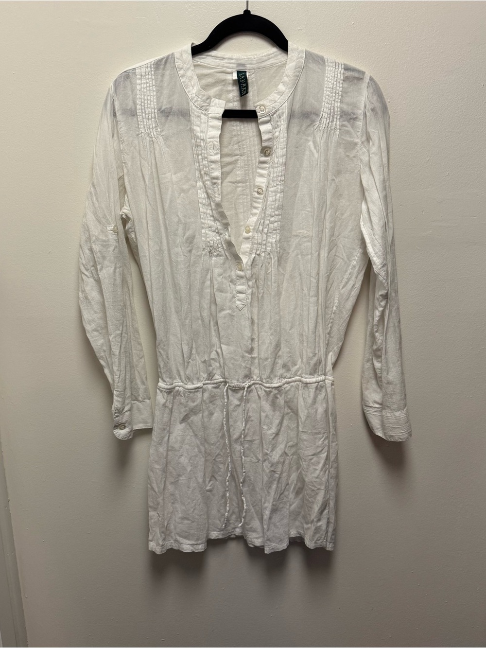 Ralph Lauren Sheer White Cotton Long Sleeve Tunic/Dress Small